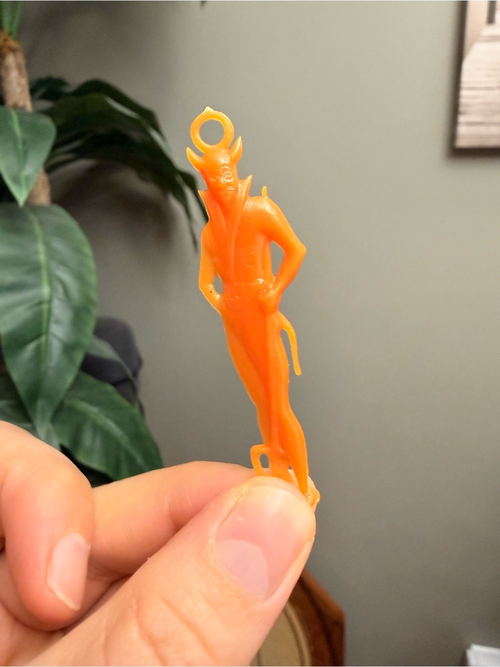 Vintage 1960s Pendant Plastic Novelty Charm or Keychain Figurine Devil Satan